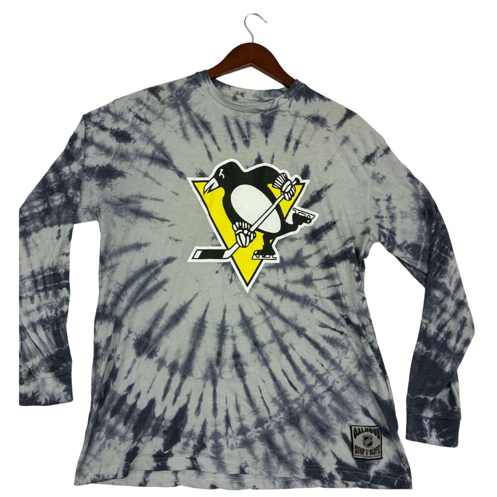 Pittsburgh Penguins Calhoun Mens L Tie Dye Long Sleeve Shirt NHL Hockey Gray